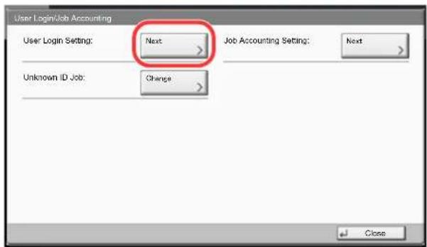 Utax 3555i - Press [Next] of "User Login Setting". - 1
