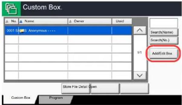 Utax 3555i - Press [Add/Edit Box]. - 1