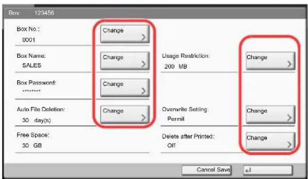 Utax 3555i - Viewing/Editing Box Details - 3