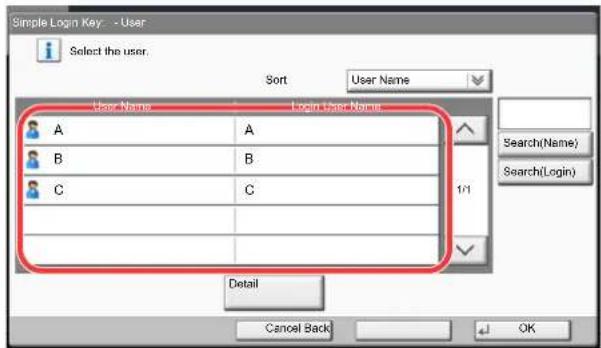 Utax 3555i - Specifying the user from local users - 1