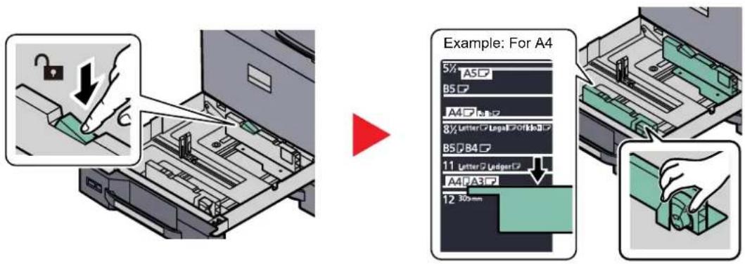 Utax 3555i - Adjust the cassette size. - 2