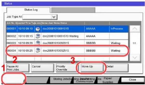 Utax 3555i - Select the job to be assigned a higher priority and press [Move Up]. - 1
