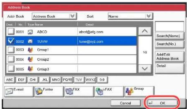 Utax 3555i - Select the destinations. - 1