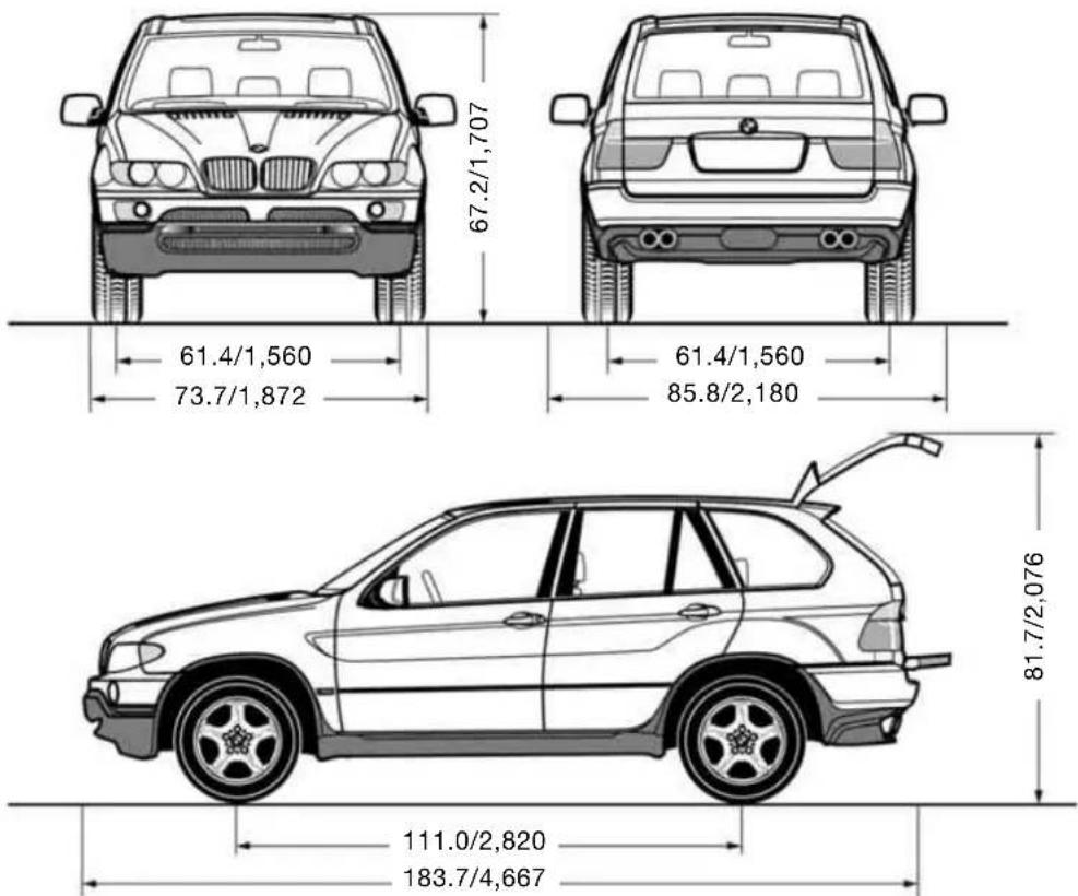 BMW X5 4.4i (2005) - Dimensions - 1