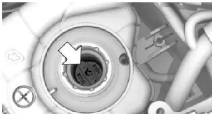 BMW 750Li xDrive (2015) - Checking the coolant level in the filler neck - 1