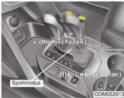 + (Hochschalten) + - (Herumterschaften) Sportmodus ODM052013
