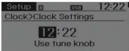 Setup USB 12:22 Clock>Clock Settings 12:22 Use tune knob