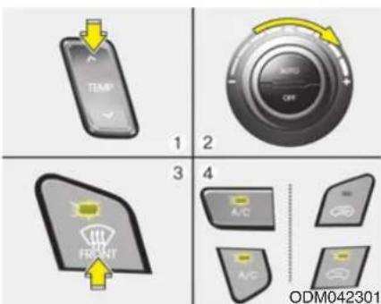 TEMP OFF A/C A/C 3 1 2 3 4 ODM042301