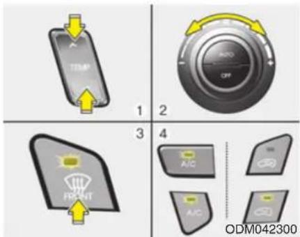 TEMP 1 2 A/C OFF 3 4 A/C A/C ODM042300
