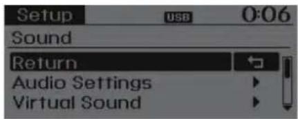 Setup USB 0:06 Sound Return Audio Settings Virtual Sound
