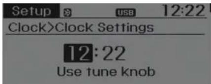 Setup USB 12:22 Clock>Clock Settings 12:22 Use tune knob