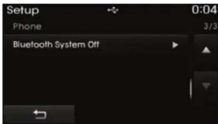 Setup Phone 0:04 3/3 Bluetooth System Off