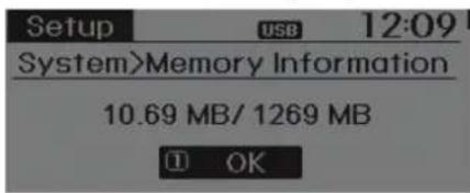 Setup USB 12:09 System>Memory Information 10.69 MB/ 1269 MB OK