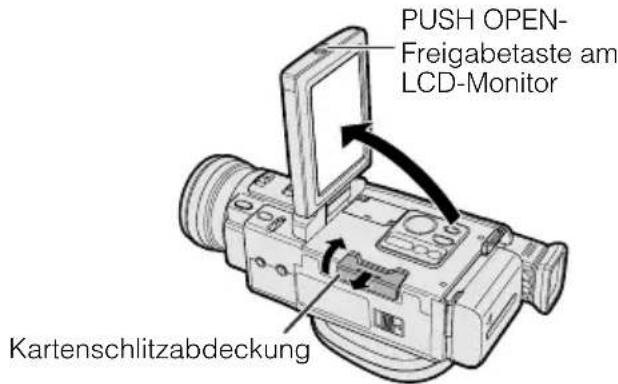 PUSH OPEN- Freigabetaste am LCD-Monitor Kartenschlitzabdeckung