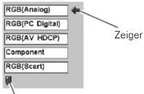 RGB(Analog) RGB(PC Digital) RGB(AV HDCP) Component RGB(Scart) Zeiger