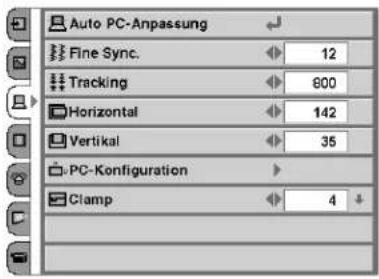 Auto PC-Anpassung Fine Sync. 12 Tracking 800 Horizontal 142 Vertical 35 PC-Konfiguration Clamp 4