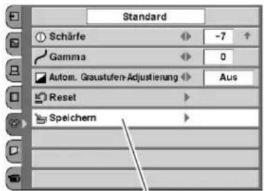 Standard Schärfe -7 Gamma 0 Autom. Graustufen-Adjustierung Aus Reset Speichern