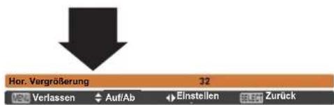 Hor. Vergrößerung 32 Verlassen Auf/Ab Einstellen Zürück