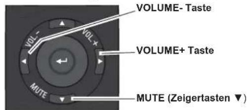 VOLUME- Taste VOLUME+ Taste MUTE (Zeigertasten ▼)