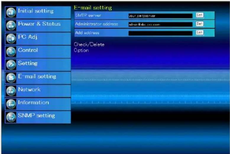 SANYO PLC-XM150 - E-Mail-Einstellung - 1