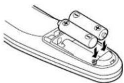 SANYO PLC-XF45 - Einsetzen der Fernbedienungsbatterien - 4