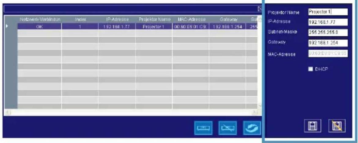 Kindermann KX 3300 - Ändern der Projektoreinstellung - 1