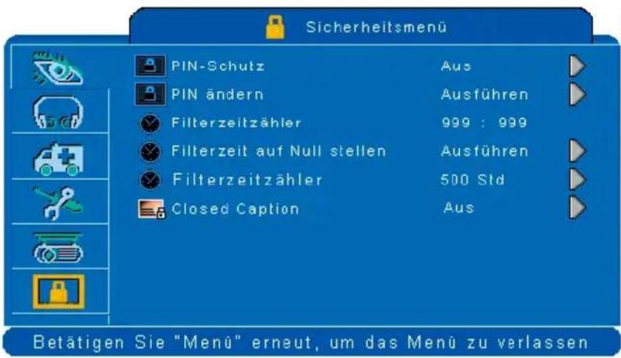 Kindermann KX 3300 - Sicherheitsmenü - 1