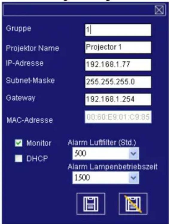 Kindermann KX 3200 - Projektor-Einstellungen - 2