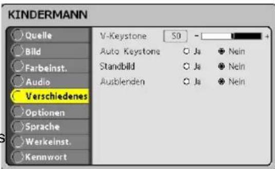 Kindermann KX 150 - Menü Verschiedenes - 1