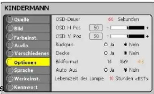Kindermann KX 150 - Menü Optionen - 1