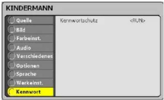 Kindermann KX 150 - Menü Kennwort - 1