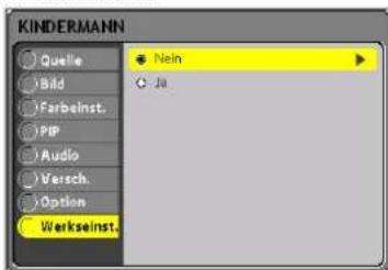 Kindermann KX 100 - Das Menü Werkseinst. - 1