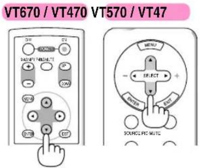 VT670 / VT470 VT570 / VT47 START OK SELECT ENTER MENU SYNC PIN MUTE