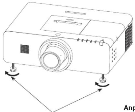 PANASONIC PT-EX500EL - Einstellen der anpassbaren Vorderfüße - 1