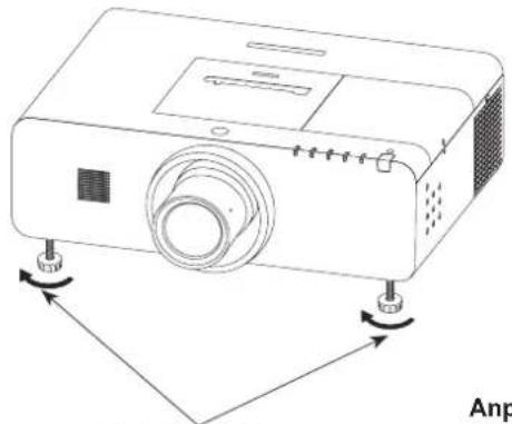 PANASONIC PT-EW630EL - Einstellen der anpassbaren Vorderfüße - 1