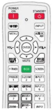 POWER ON STANDBY I STANDING MENU INPUT AUTO: AC VOL- ENTER VOL+ MAKE MUTE MAKE ADJUST P-TIME ECO SCREEN FREEZE 0.200M 2 INPUT 1 4 200M 5 INPUT 2 6 200M 7 800M 9 INPUT 3 200M 10 INFO