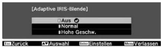 [Adaptive IRIS-Blende] Aus Normal Hohe Geschw. Lsc Zurück Auswahl Inter Einstellen Mere Verlassen