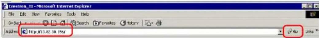 Crestron_T1 - Microsoft Internet Explorer File Edit View Favorites Tools Help Go Back Search Favorites History Address http://10.82.30.156y Go Links