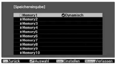 [Speichereingabe] Memory1 Dynamisch Memory2 Memory3 Memory4 Memory5 Memory6 Memory7 Memory8 Memory9 Memory10