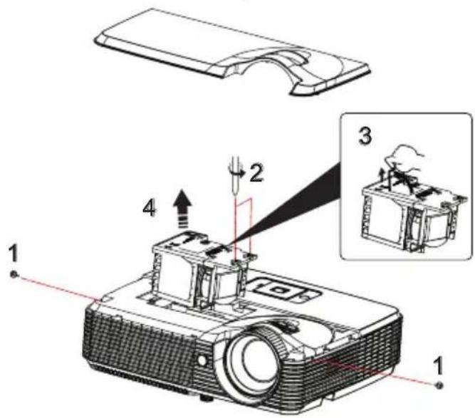 ACER X1320WH - Auswechseln der Lampe - 2