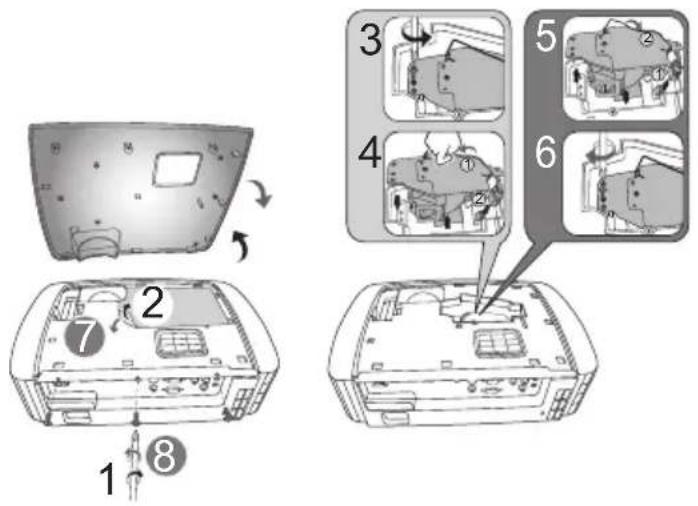 ACER E155S - Auswechseln der Lampe - 2
