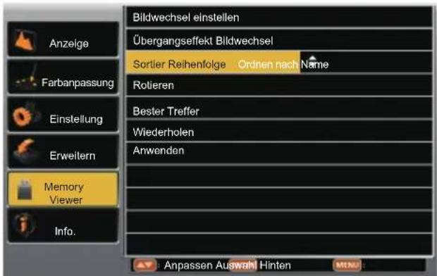 Kindermann KX 535W - Ordnen der Dateien nach: - 1