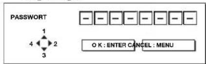 PASSWORD 1 4 2 3 O K : ENTER CANCEL : MENU