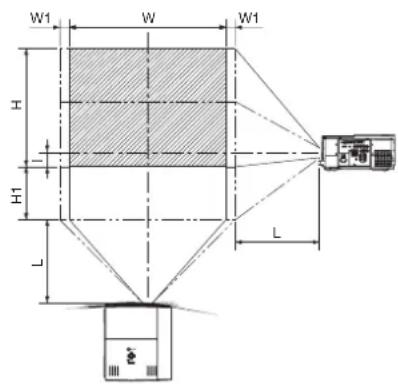 MITSUBISHI XL6500U - Technische Daten der befestigten Linse (für XL6600LU und XL6500LU) Mit Weitwinkel-Zoom-Optik (OL-X500SZ) - 1