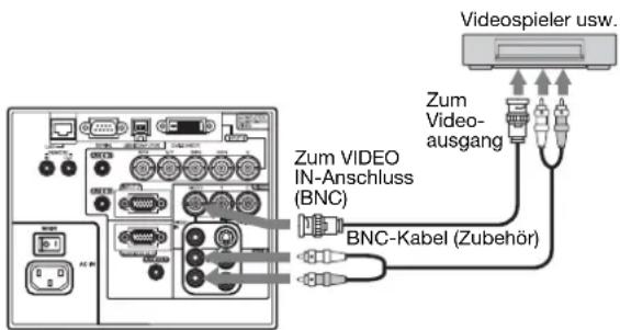 Videsspieler usw. Zum Video- IN-Anschluss (BNC) Zum Video- ausgang BNC-Kabel (Zubehör)