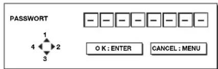 PASSWORD 1 4 2 3 O K : ENTER CANCEL : MENU