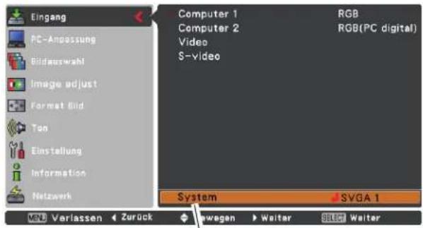 EIKI LC-XB200 - Manuelle Wahl des Computersystems - 1