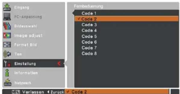 EIKI LC-XB200 - Umschalten des Codes für die Fernbedienung: - 1
