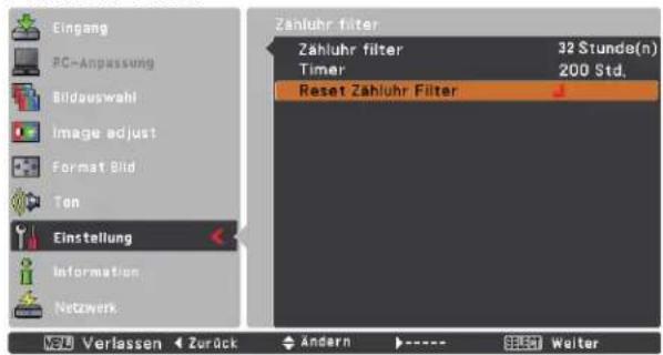 EIKI LC-XB100 - Zähluhr Filter zurücksetzen - 2