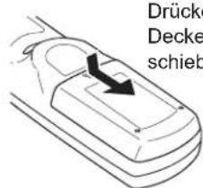 EIKI LC-XB100 - Einsetzen der Batterien in die Fernbedienung - 1